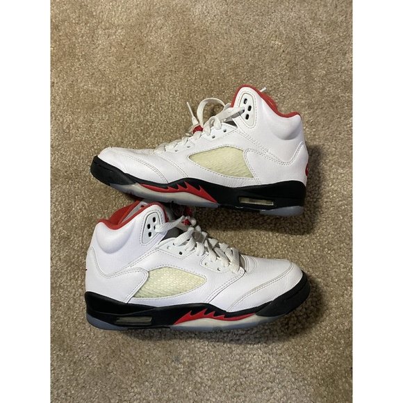Nike Air Jordan 5 Retro OG GS Fire Red White 440888-102 Size 5Y  